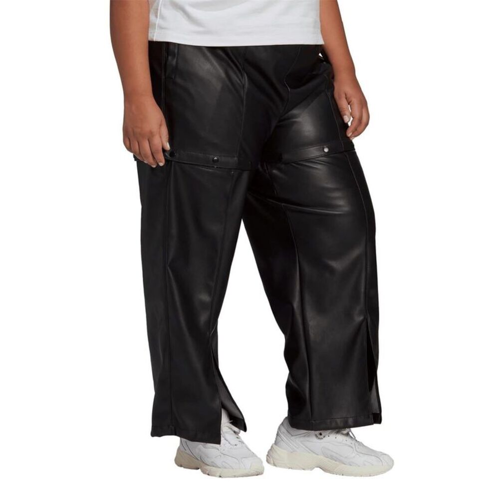 Adidas Womens/Ladies Always Original Faux Leather Plus Tracksuit Bottoms / Black